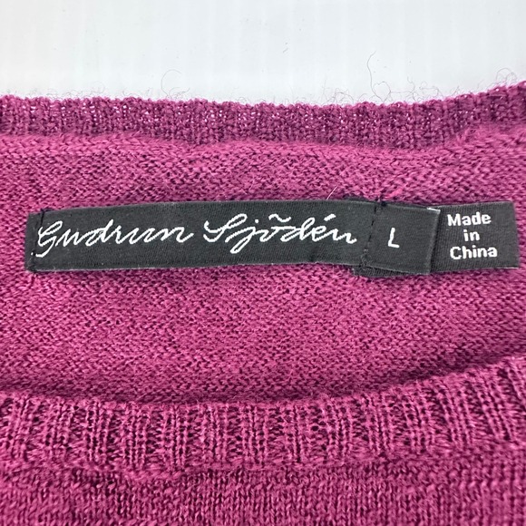 Gudrun Sjoden Organic Wool Sweater Size L Berry Purple Crew Neck Knit - Picture 3 of 8